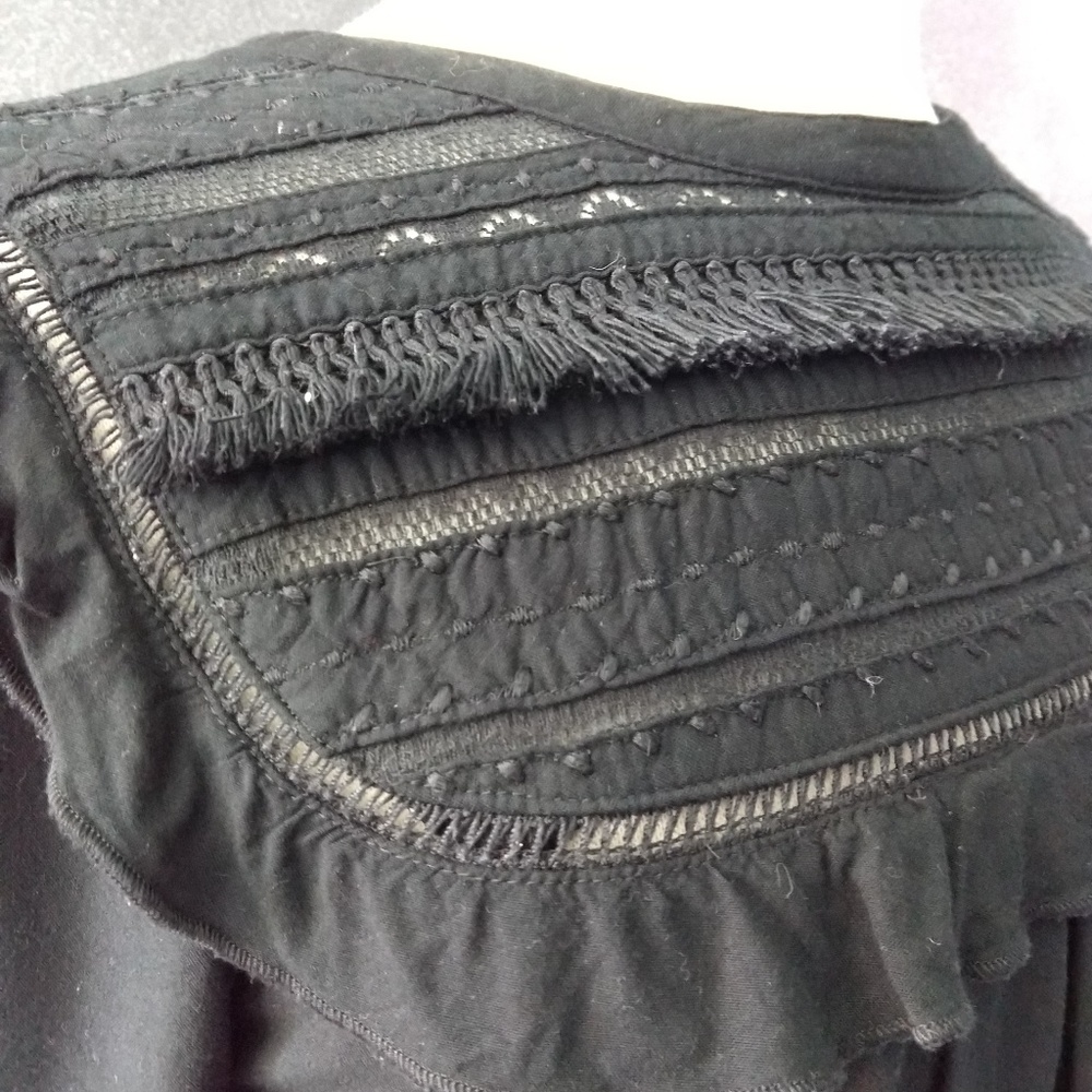 Indigo Collection Long Sleeve Black Peasant Blouse - Picture 4 of 13